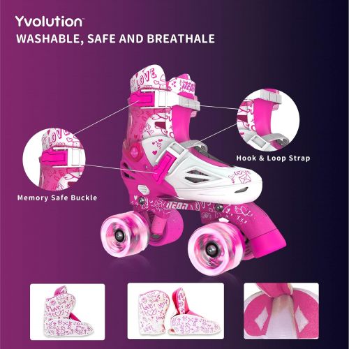  Yvolution Neon Combo Skates Quad and Inline 2-in-1 Skates for Kids with LED Wheels, Adjustable Sizing