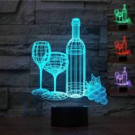 Yvv 3D Wine Cup Bottle Night Light 7 Colors Mood Light Touch Switch USB Table Desk LED Light Kids Home Party Birthday