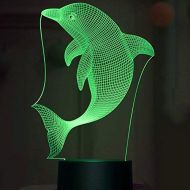Yvv 3D Dolphin Night Light 7 Colors Mood Light Touch Switch USB Table Desk LED Light Kids Home Party Birthday
