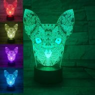Yvv 3D Dog Chihuahua Night Light 7 Colors Mood Light Touch Switch USB Table Desk LED Light Kids Home Party Birthday