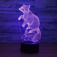 Yvv 3D Fox Night Light 7 Colors Mood Light Touch Switch USB Table Desk LED Light Kids Home Party Birthday
