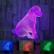 Yvv 3D Dog Night Light 7 Colors Mood Light Touch Switch USB Table Desk LED Light Kids Home Party Birthday