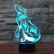 Yvv 3D Wolf Animal Night Light 7 Colors Mood Light Touch Switch USB Table Desk LED Light Kids Home Party Birthday