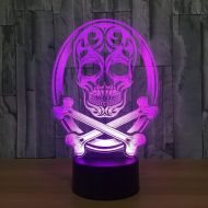 Yvv 3D Skull Night Light 7 Colors Mood Light Touch Switch USB Table Desk LED Light Kids Home Party Birthday