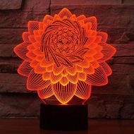 Yvv 3D Lotus Flower Night Light 7 Colors Mood Light Touch Switch USB Table Desk LED Light Kids Home Party Birthday