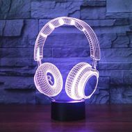 Yvv 3D Headset Headphone Night Light 7 Colors Mood Light Touch Switch USB Table Desk LED Light Kids Home Party Birthday