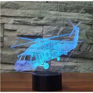 Yvv 3D Helicopter Aircraft Plane Night Light 7 Colors Mood Light Touch Switch USB Table Desk LED Light Kids Home Party Birthday