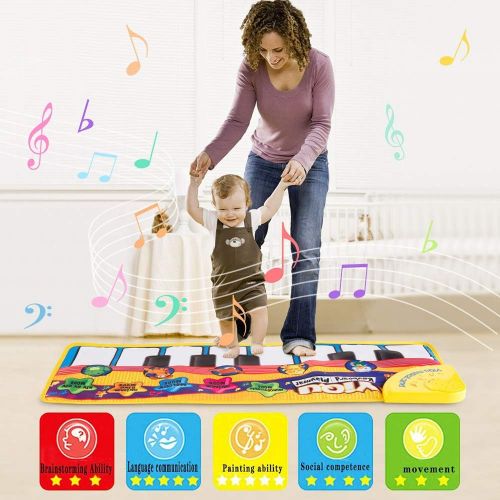  Ywen Musical Toys for Toddlers 1-3,Piano Mat Baby Toys 12-18 Months Boy Girls Gift,5 Animal Sounds 7 Demo Musical Mat Keyboards 1 2 3 Year Old Gifts