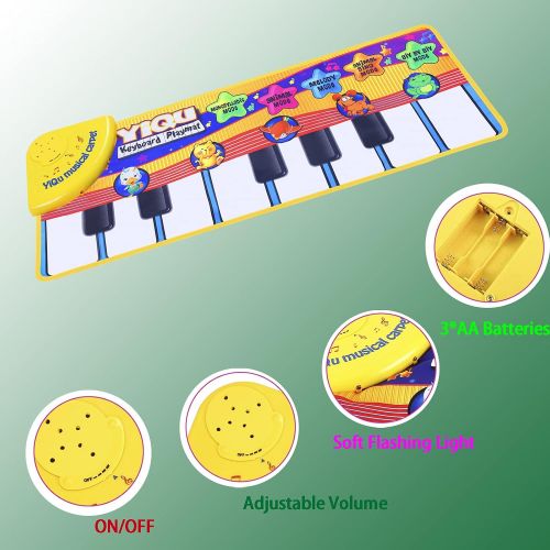  Ywen Musical Toys for Toddlers 1-3,Piano Mat Baby Toys 12-18 Months Boy Girls Gift,5 Animal Sounds 7 Demo Musical Mat Keyboards 1 2 3 Year Old Gifts