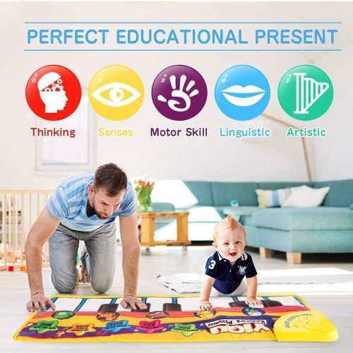  Ywen Musical Toys for Toddlers 1-3,Piano Mat Baby Toys 12-18 Months Boy Girls Gift,5 Animal Sounds 7 Demo Musical Mat Keyboards 1 2 3 Year Old Gifts