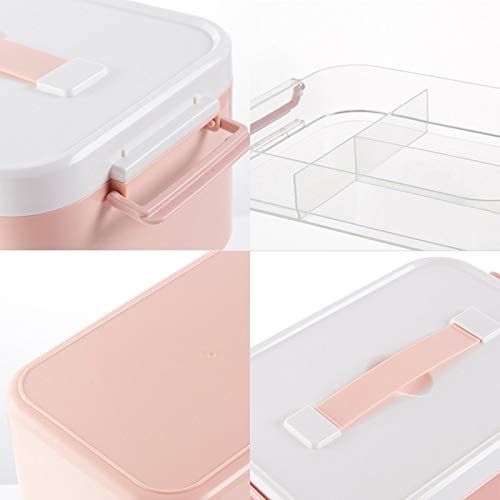  Yxsd First Aid Box Medicine Chest Organiser, Household Plastic Medical Box Storage Box - 4 (Color : Double Layer, Size : M)