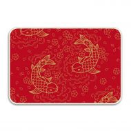 Yyoungsell Natural Rubber Fiber 18x30 Entry Way Outdoor Chinese Fishes Door Mat with Non Slip Backing - Hello