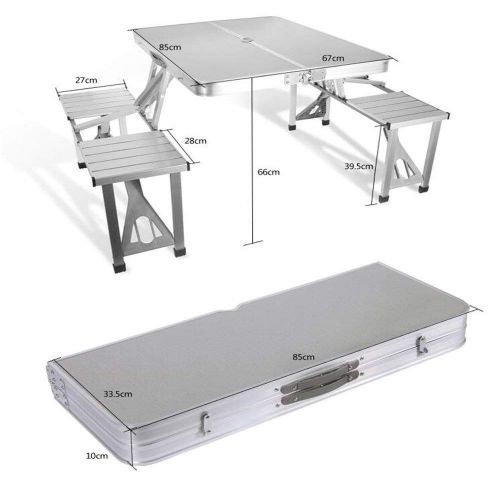  Yyqtdz 4-Person Folding Picnic Table with, Height Adjustable,Portable and Lightweight,for Outdoor,Camping,Picnic,BBQ,Party and Dining