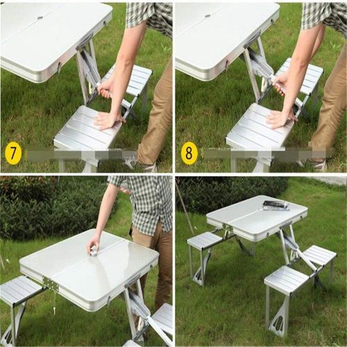  Yyqtdz 4-Person Folding Picnic Table with, Height Adjustable,Portable and Lightweight,for Outdoor,Camping,Picnic,BBQ,Party and Dining