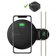 2 in 1 Wireless Charger Pad Yzyway Dual Wireless Charging Station Compatible with Apple Watch and iPhone Xs Max/XR/X/8 Plus/8 and Other Qi Devices