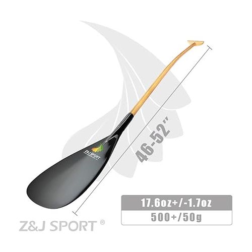  Z&J SPORT Outrigger Canoe Paddle Wooden Shaft, Tahiti Style Hybrid OC Paddle with T-Handle, Durable OC Paddle for Waka AMA, va’a, Bent Shaft & 12 Degree Blade