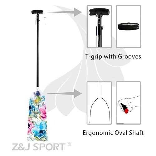  Z&J SPORT Adjustable Dragon Boat Paddle, IDBF Approved Carbon Fiber Paddle, Graphic Paddle with Adjuster for Dragon Boat Race with Adjustable T Handle (Range: 43”-52” /110cm-132cm)