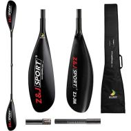 Z&J SPORT Carbon Kayak Paddle Wing Blade, 10cm Adjustable Round Shaft, 2-Pieces Paddle for Surfskis Kayak and Free Kayak Bag