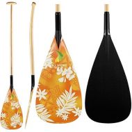 Z&J SPORT Outrigger Canoe Paddle Wooden Shaft, Tahiti Style Hybrid OC Paddle with Graphics Carbon Blade, Durable OC Paddle for Waka AMA, va’a, Bent Shaft & 12 Degree Blade