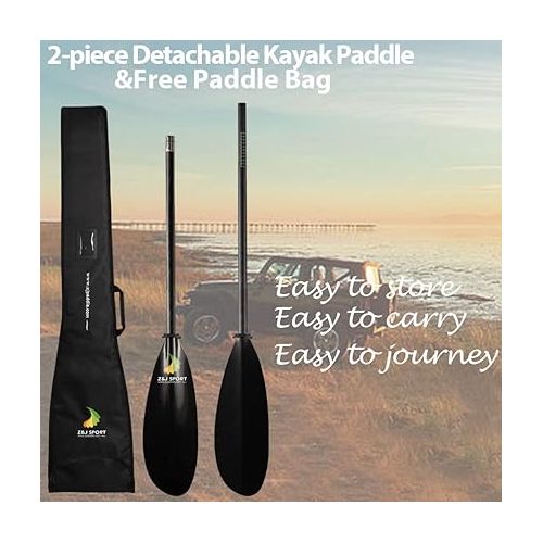  Z&J SPORT Sea Kayak Paddle Full Carbon with Paddle Bag, Adjustable Recreational Touring Kayak Paddle for Relaxed Kayaking in Ocean, River, Lake (SK-T)