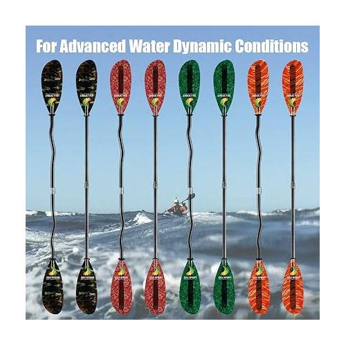  Z&J SPORT Kayak Paddle with Bag, Carbon Shaft Kayaking Paddle and Fiberglass Blade, Recreational Touring Kayak Paddle for Dynamic Kayaking in Ocean, River, Lake