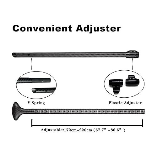  Z&J SPORT 3-Piece SUP Paddle 172-220cm Adjustable, Full Carbon Stand-up Paddle for Race/Waves