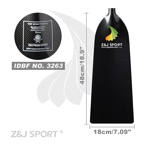  Z&J SPORT Dragon Boat Paddle Carbon Fiber, IDBF Approved Paddle with T Handle 46 inch & Gray Paddle Cover with Carry Handle