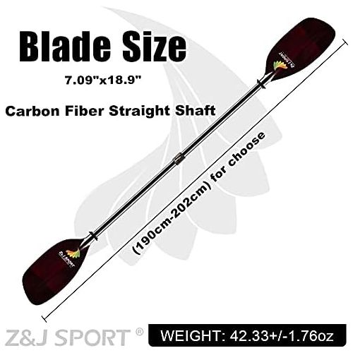  Z&J SPORT New Whitewater Paddle with Red/Blue Fiberglass Blade and Carbon Shaft (Straight/Cranked Shaft) 190-202cm