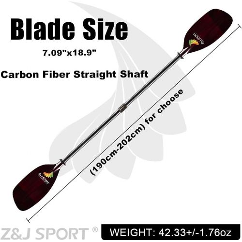 Z&J SPORT New Whitewater Paddle with Red/Blue Fiberglass Blade and Carbon Shaft (Straight/Cranked Shaft) 190-202cm