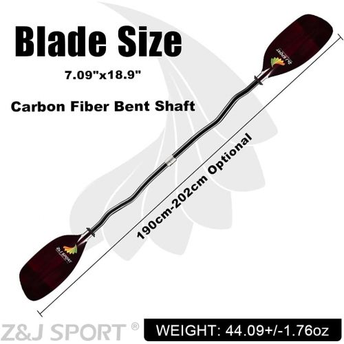  Z&J SPORT New Whitewater Paddle with Red/Blue Fiberglass Blade and Carbon Shaft (Straight/Cranked Shaft) 190-202cm