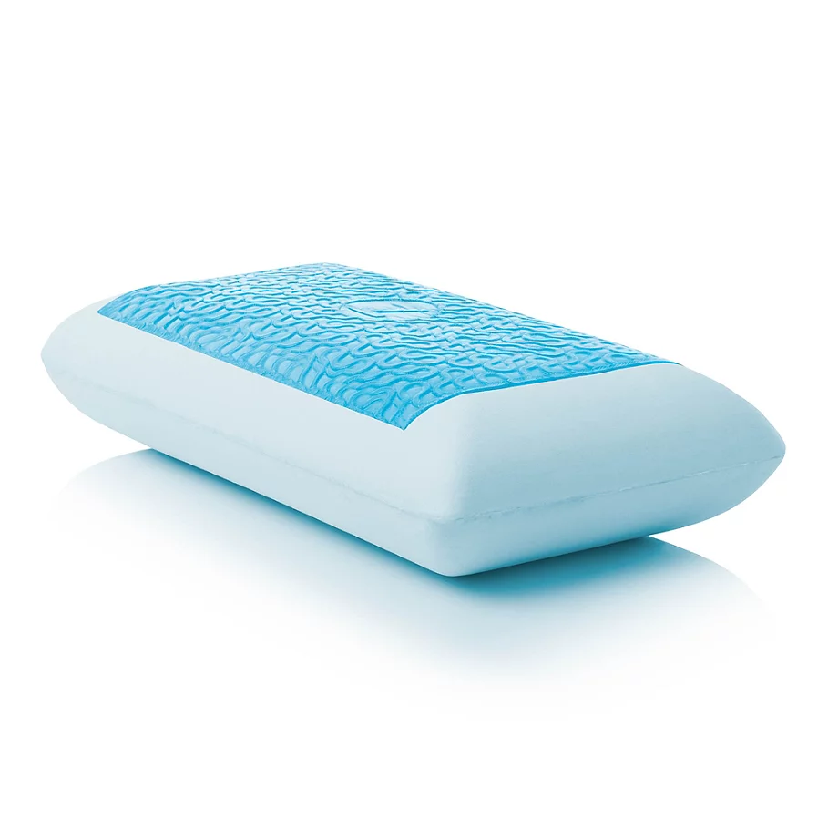 Malouf Gel Dough Z Mid Loft Plush Queen Memory Foam Pillow in Blue