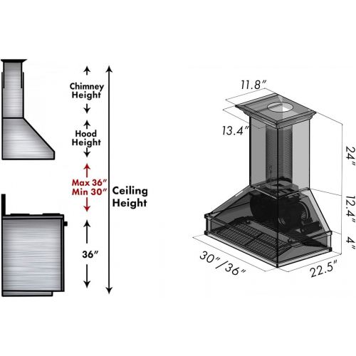  ZLINE Z Line 329WH-30 1200 CFM Wooden Wall Mount Range Hood, 30, WalnutHamilton