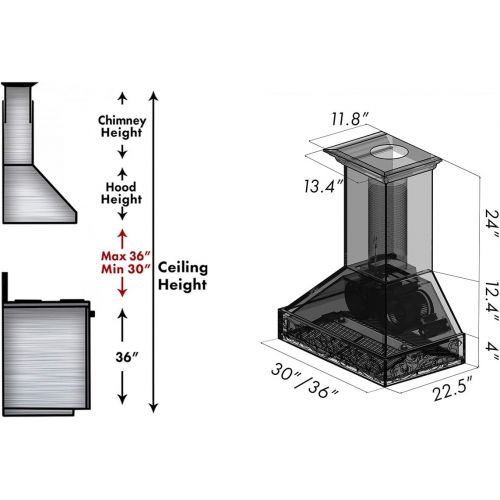  ZLINE Z Line 329WH-30 1200 CFM Wooden Wall Mount Range Hood, 30, WalnutHamilton