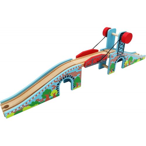  Z MAYABBO Wooden Train Tracks Accessories Wood Train Lifting Bridge for Railroad Tracks fits for All Railway Tracks