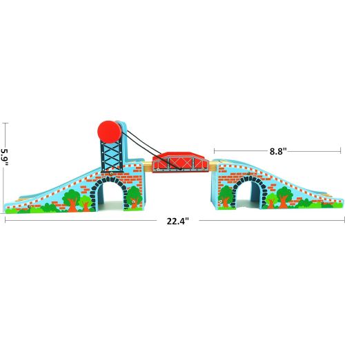  Z MAYABBO Wooden Train Tracks Accessories Wood Train Lifting Bridge for Railroad Tracks fits for All Railway Tracks