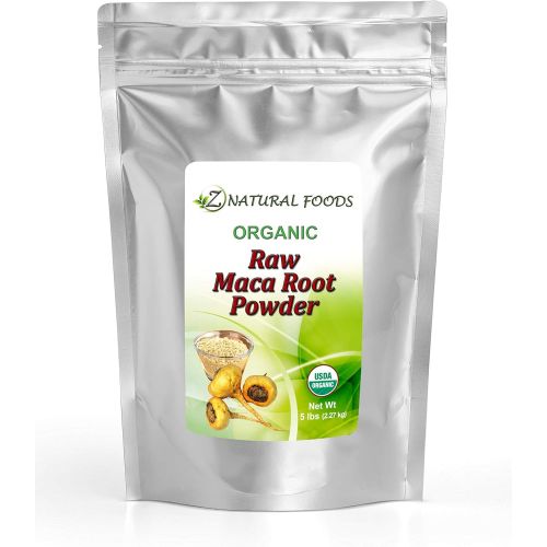  Z Natural Foods USDA Certified Organic Maca Root Powder (Bulk) - Non-GMO, Red, Yellow & Black Blend, Raw, Pure, Pesticide-free (5 lbs)