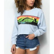 Z SUPPLY Op Wave Curl Light Blue Long Sleeve Crop T-Shirt