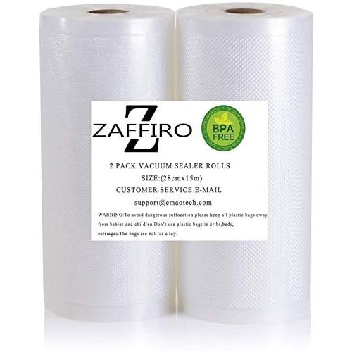  Z ZAFFIRO Vakuumiergerat Profi- Folienrolle,Vakuumrollen 2 rollen 28cm x 15m (Vakuumbeutel) fuer Lebensmittel | Vakuumier-Folie | Sous-vide | Profi-Qualitat fuer Folienschweissgerate