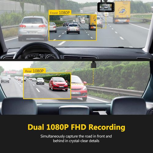 [아마존베스트]Z Z-Edge Z-Edge Dual Dash Cam Built-in Wi-Fi, Dual 1920x1080P FHD, Front and Rear Dash Cam with WDR, Night Vision, Parking Mode, G-Sensor, Loop Recording, Support 256GB Max