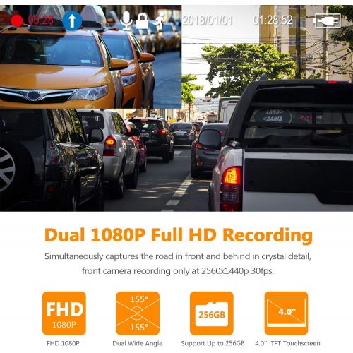  [아마존베스트]Z Z-Edge Z-Edge Dash Cam Front and Rear 4.0 Touch Screen Dual Dash Cam FHD 1080P with Night Mode, 32GB Card Included,155 Degree Wide Angle, WDR, G-Sensor, Loop Recording, Support 256GB Max