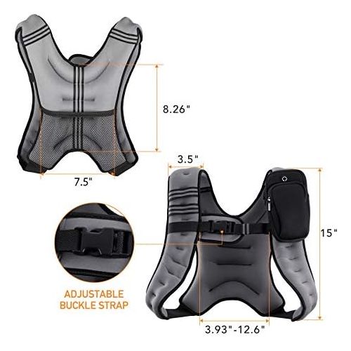  Z ZELUS ZELUS Weighted Vest 20lbs/ 16lbs/ 12lbs/ 8lbs/ 6lbs/ 4lbs Weight Vest with Reflective Stripe for Workout, Strength Training, Running, Fitness, Muscle Building, Weight Loss, Weightl