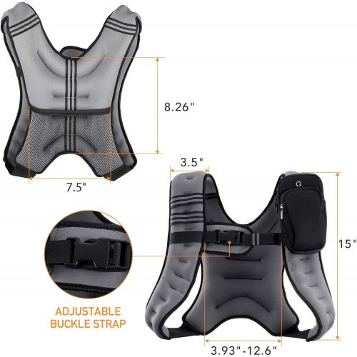  Z ZELUS ZELUS Weighted Vest 20lbs/ 16lbs/ 12lbs/ 8lbs/ 6lbs/ 4lbs Weight Vest with Reflective Stripe for Workout, Strength Training, Running, Fitness, Muscle Building, Weight Loss, Weightl