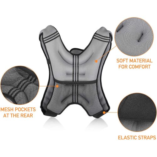  Z ZELUS ZELUS Weighted Vest 20lbs/ 16lbs/ 12lbs/ 8lbs/ 6lbs/ 4lbs Weight Vest with Reflective Stripe for Workout, Strength Training, Running, Fitness, Muscle Building, Weight Loss, Weightl