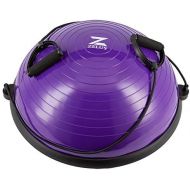 Z ZELUS ZELUS Balance Ball Trainer Half Yoga Exercise Ball with Resistance Bands and Foot Pump for Yoga Fitness Home Gym Workout