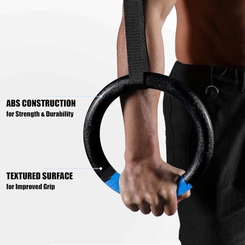  Z ZELUS ZELUS Gymnastic Rings, Exercise Olympic Rings with Adjustable Straps, Steel Buckles, Perfect for Workout, Strength Training, Pull-Ups and Dips (Black)