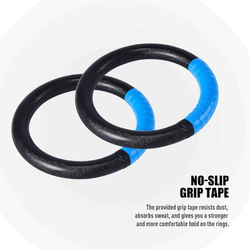  Z ZELUS ZELUS Gymnastic Rings, Exercise Olympic Rings with Adjustable Straps, Steel Buckles, Perfect for Workout, Strength Training, Pull-Ups and Dips (Black)