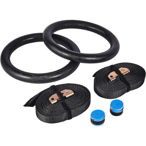  Z ZELUS ZELUS Gymnastic Rings, Exercise Olympic Rings with Adjustable Straps, Steel Buckles, Perfect for Workout, Strength Training, Pull-Ups and Dips (Black)