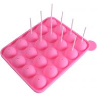 [아마존베스트]Z ZICOME 20 Cavity Silicone Pink Lolly Pop Party Cupcake Baking Mold Cake Pop Stick Mold Tray