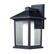 Z-Lite 523M Mesa Outdoor Wall Light, Aluminum Frame, Black Finish and Clear Beveled and Matte Opal Shade of Glass Material