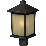 Z-Lite 507PHM-ORB Holbrook Outdoor Post Light, Metal Frame, Oil Rubbed Bronze Finish and Tinted Seedy Shade of Glass Material